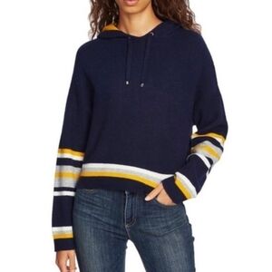 Court & Rowe hooded sweater new NWT cropped navy yellow wool alpaca oversized